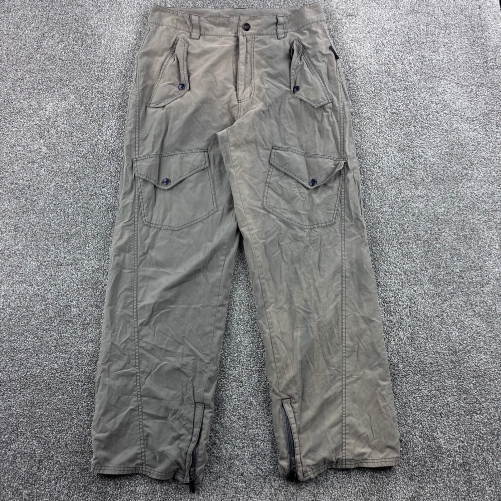Vintage Y2K Old Navy Cargo Pants Mens M Gray Gorp Rave Tactical Ankle Zip Baggy